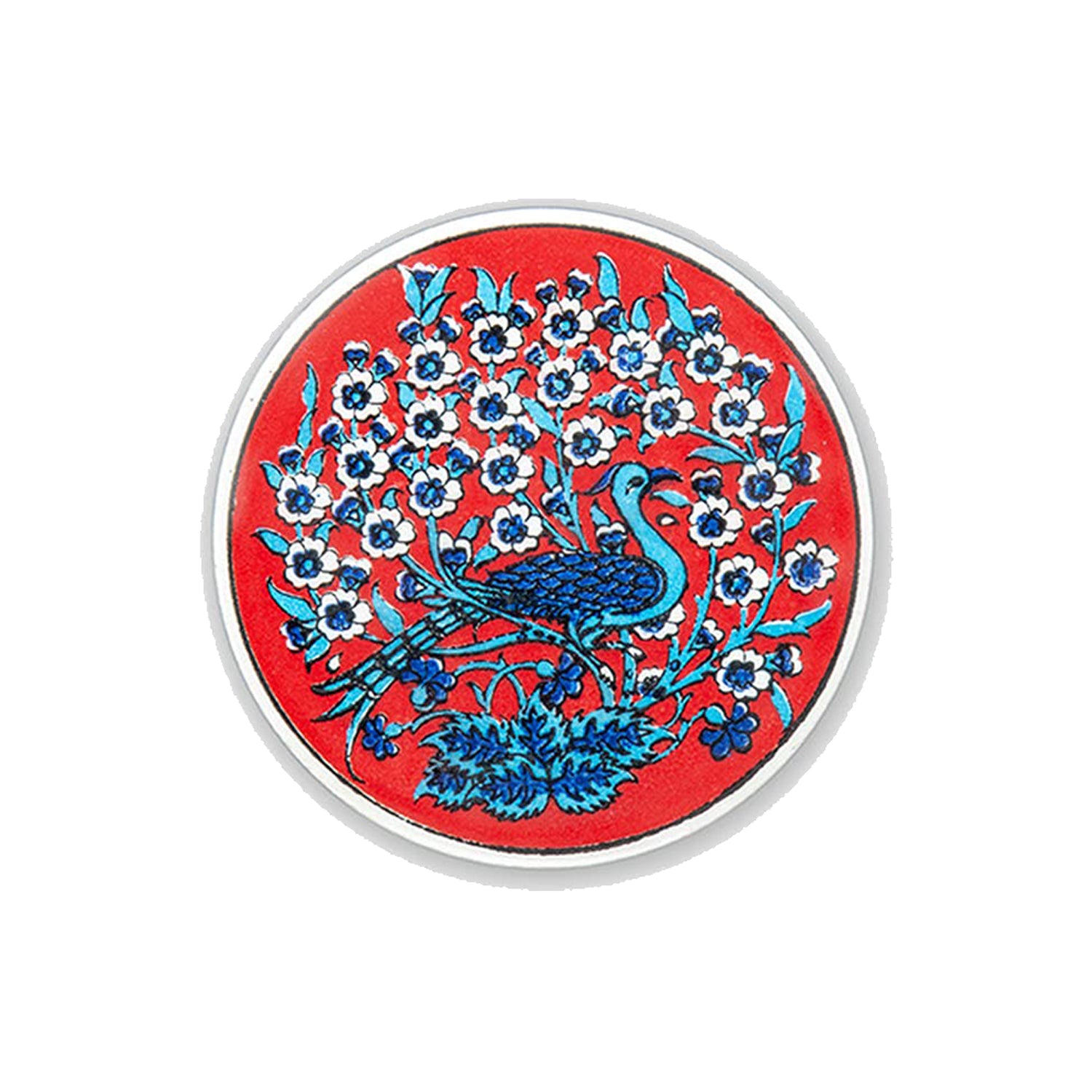 Set of 4 Ceramic Coasters – Iznik, Peacock Quartet – 10cm
