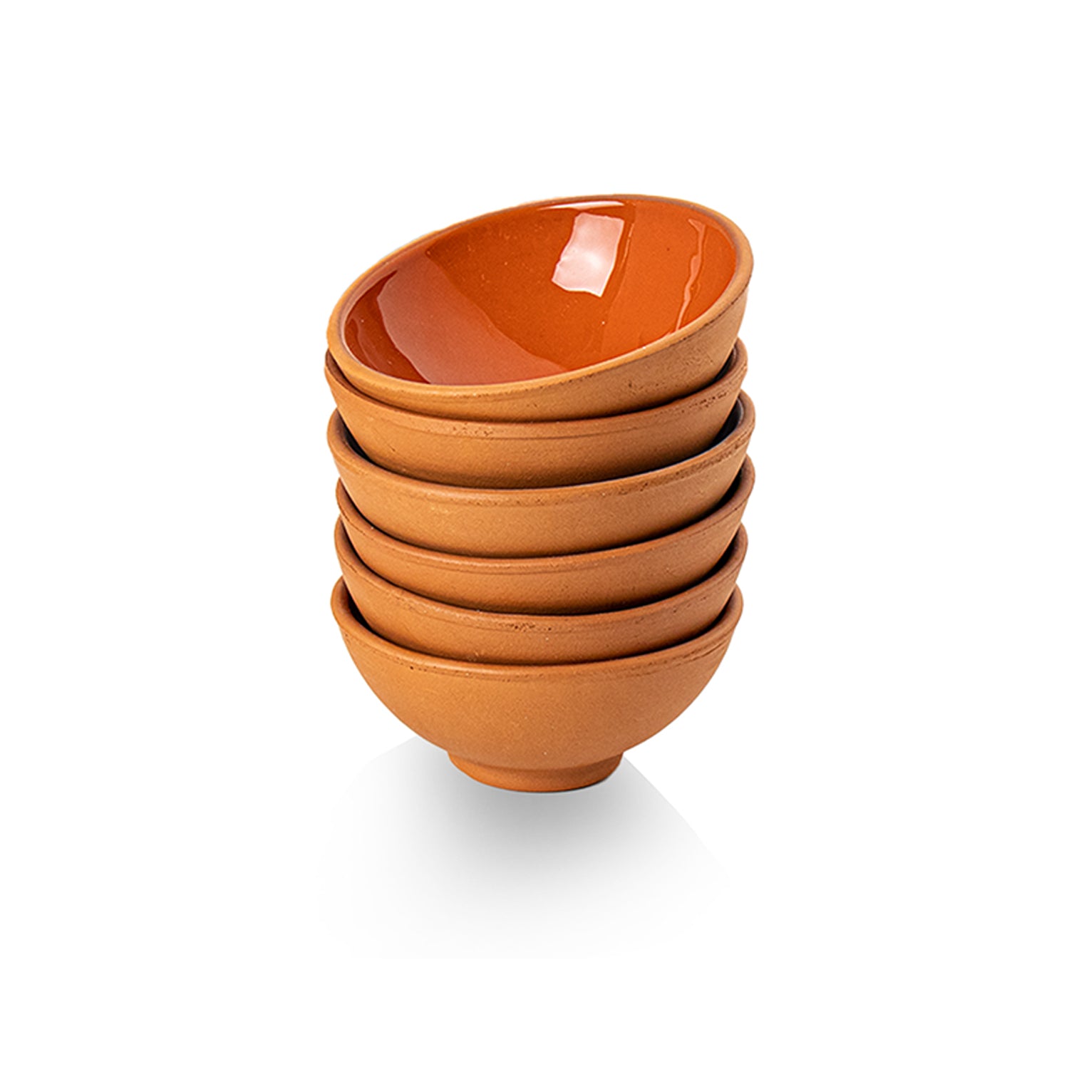 Set of 6 Terracotta Dip Bowls – Ruabon, Mixed Glazes – 8cm