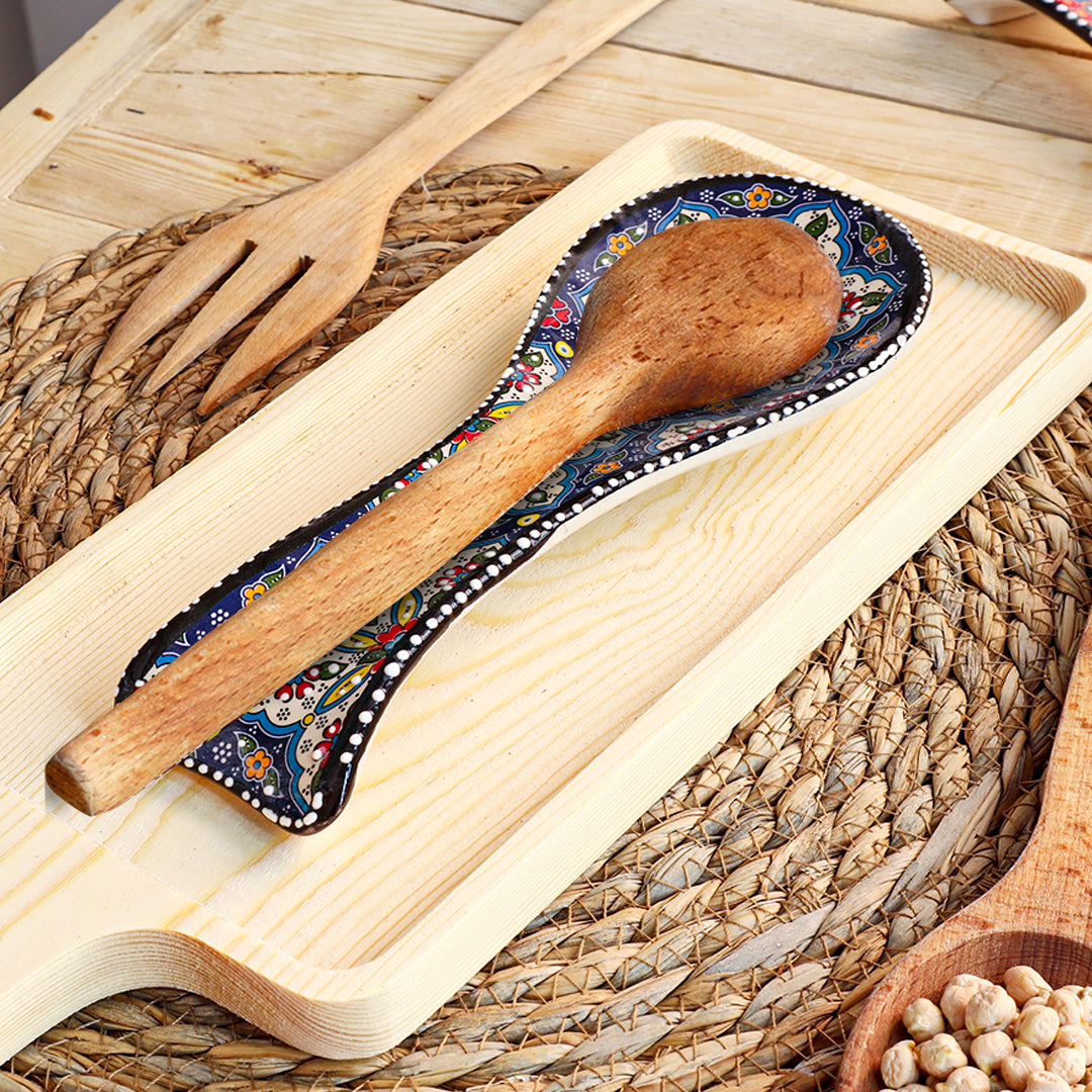 Ceramic Spoon Rest – Iznik, Navy Floral Star – 24x5cm