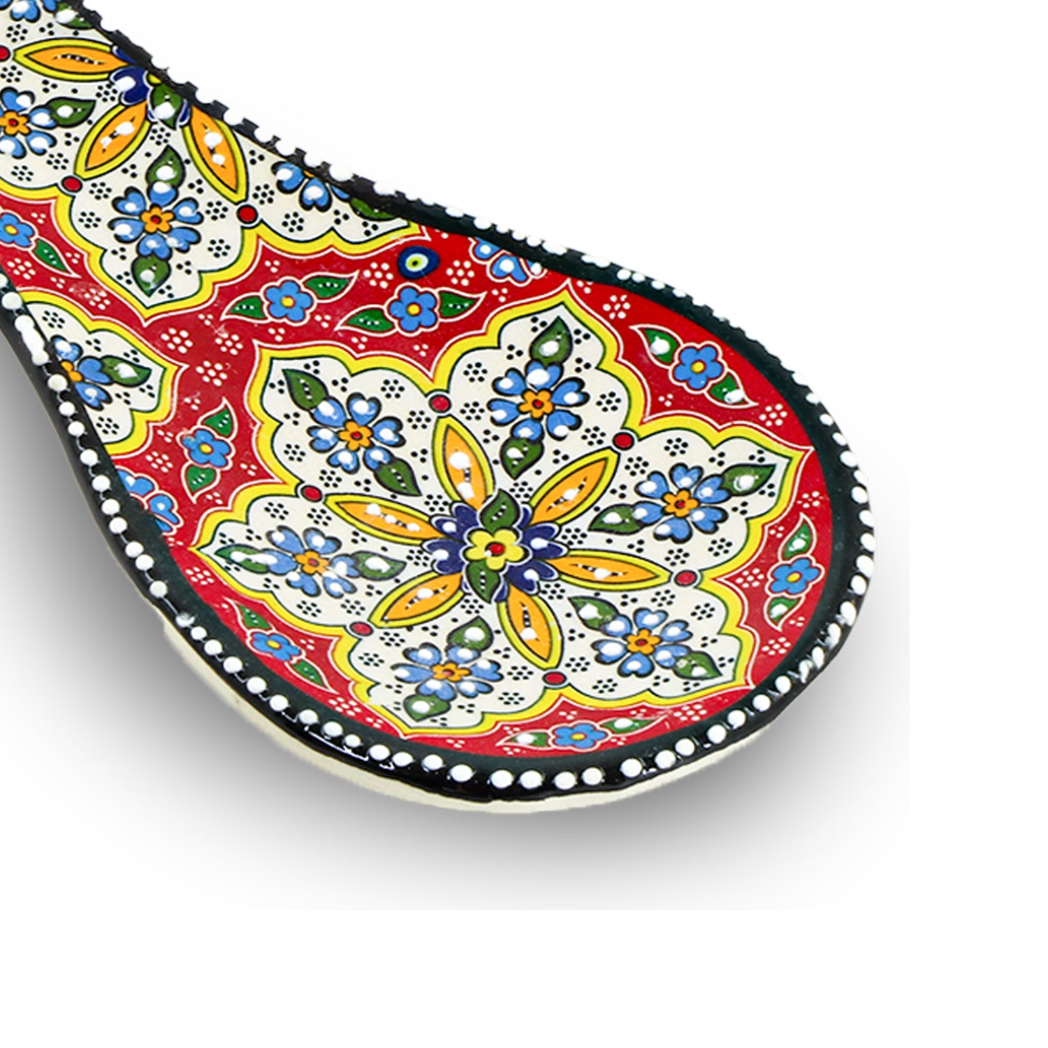 Ceramic Spoon Rest – Iznik, Red Floral Star – 24x5cm