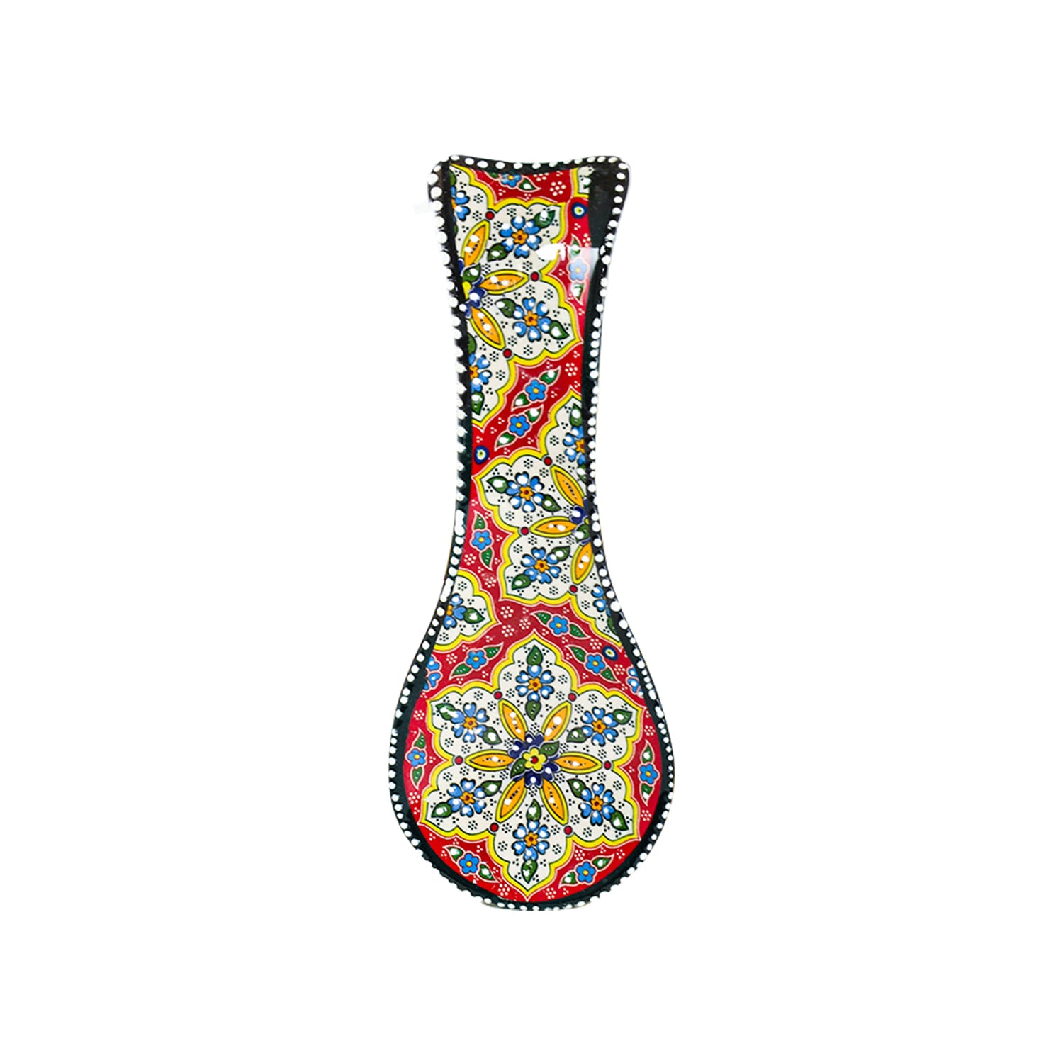 Ceramic Spoon Rest – Iznik, Red Floral Star – 24x5cm