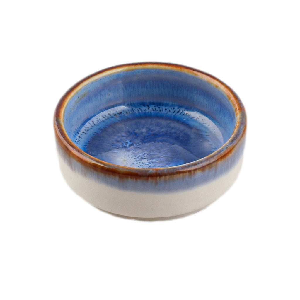 Porcelain Snack&Dip Bowl Pebble White Swirl Blue 6cm