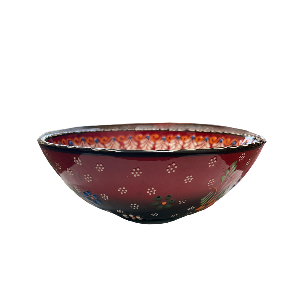 Handmade Ceramic Bowl Mexican Black to Red 21cm