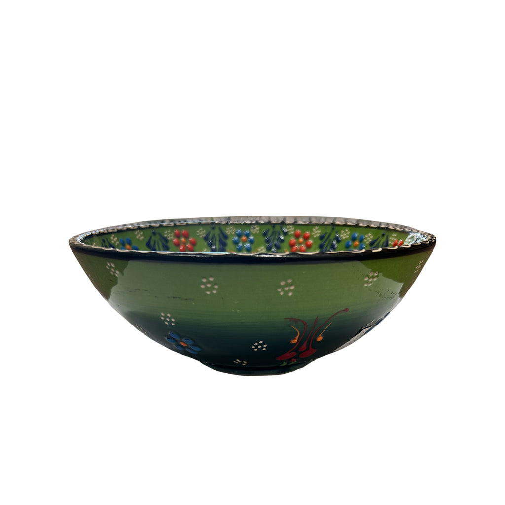Handmade Ceramic Bowl Mexican Green to Dark Green 21cm