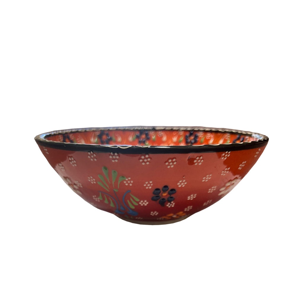 Handmade Ceramic Bowl Mexican Orange to Red 21cm