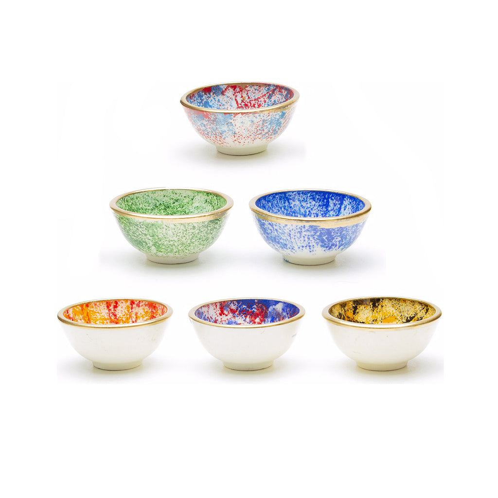 Handmade Ceramic Bowls Set of 6 Quirky Multicolour 8cm