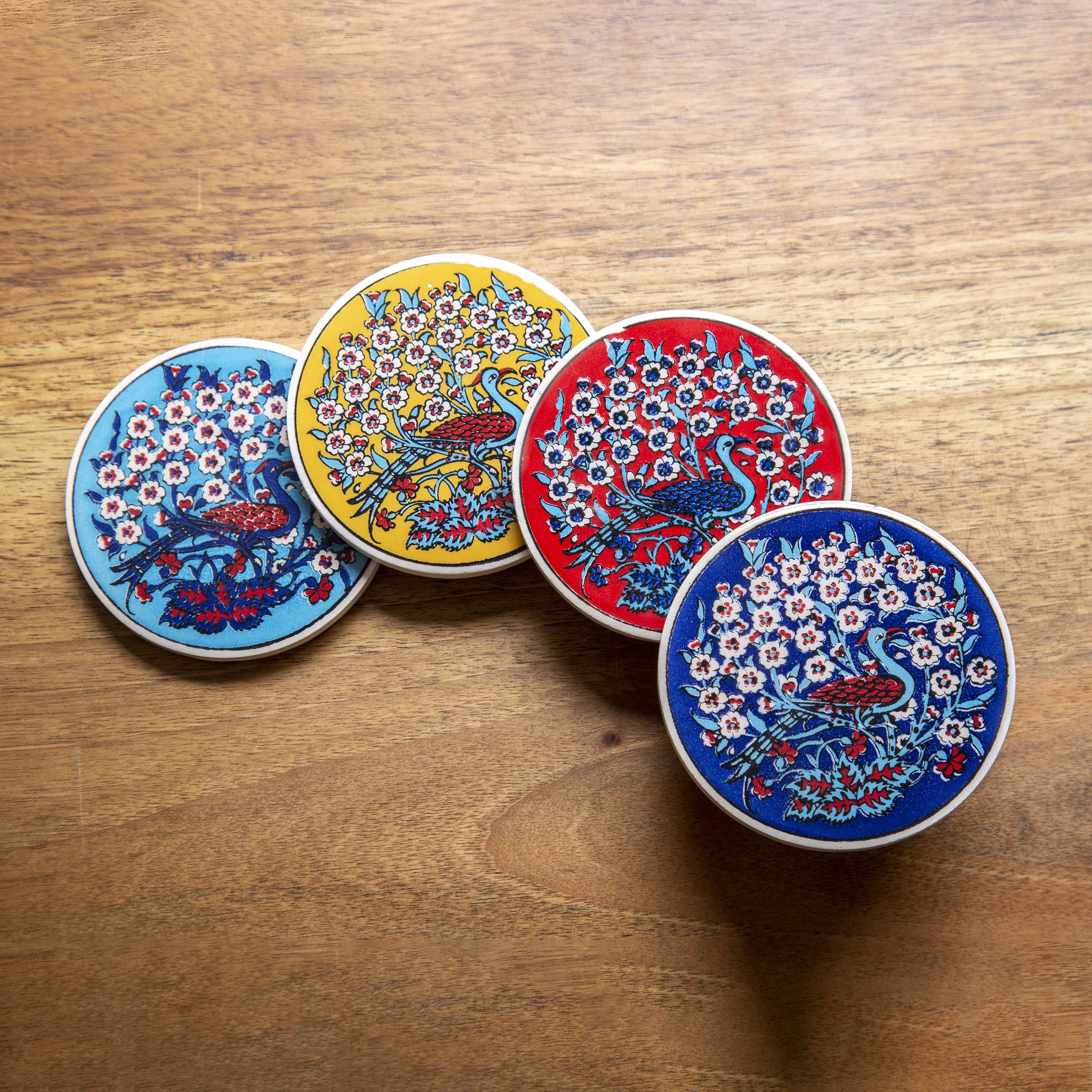 Ceramic Coasters – Iznik, Navy Peacock – 10cm