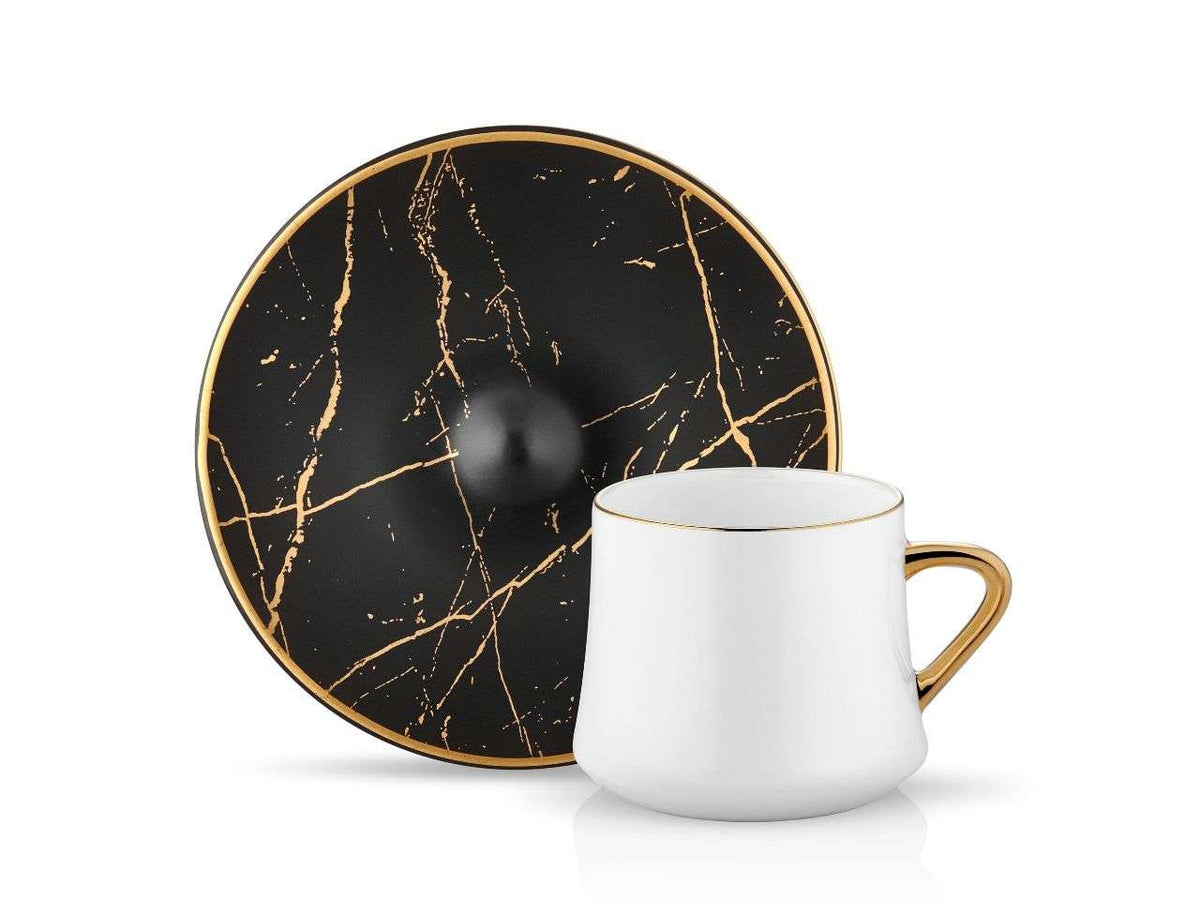 Sufi Cup and Saucer - Black Marble - 230 cc-Cups, Saucers & Mugs-K-United