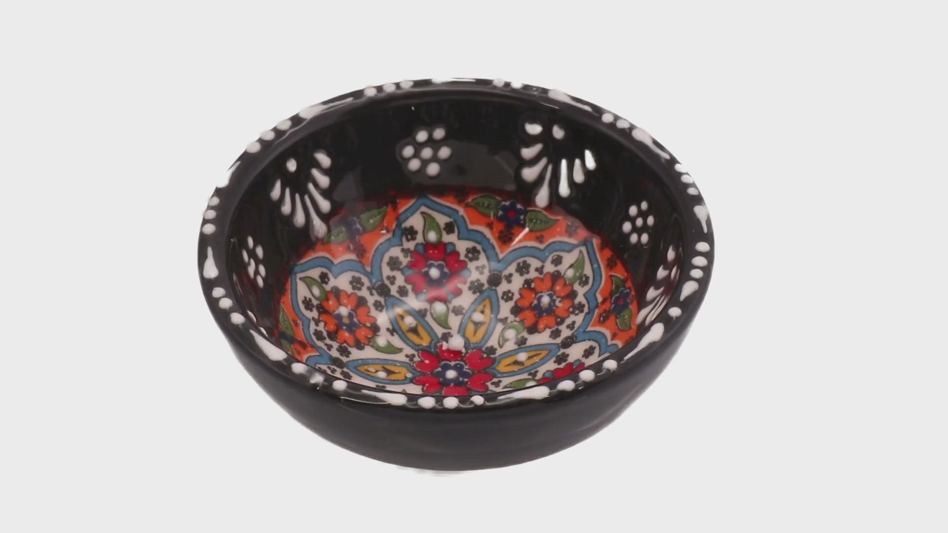 Ceramic Dip Bowl – Rochelle, Black Floral – 8cm