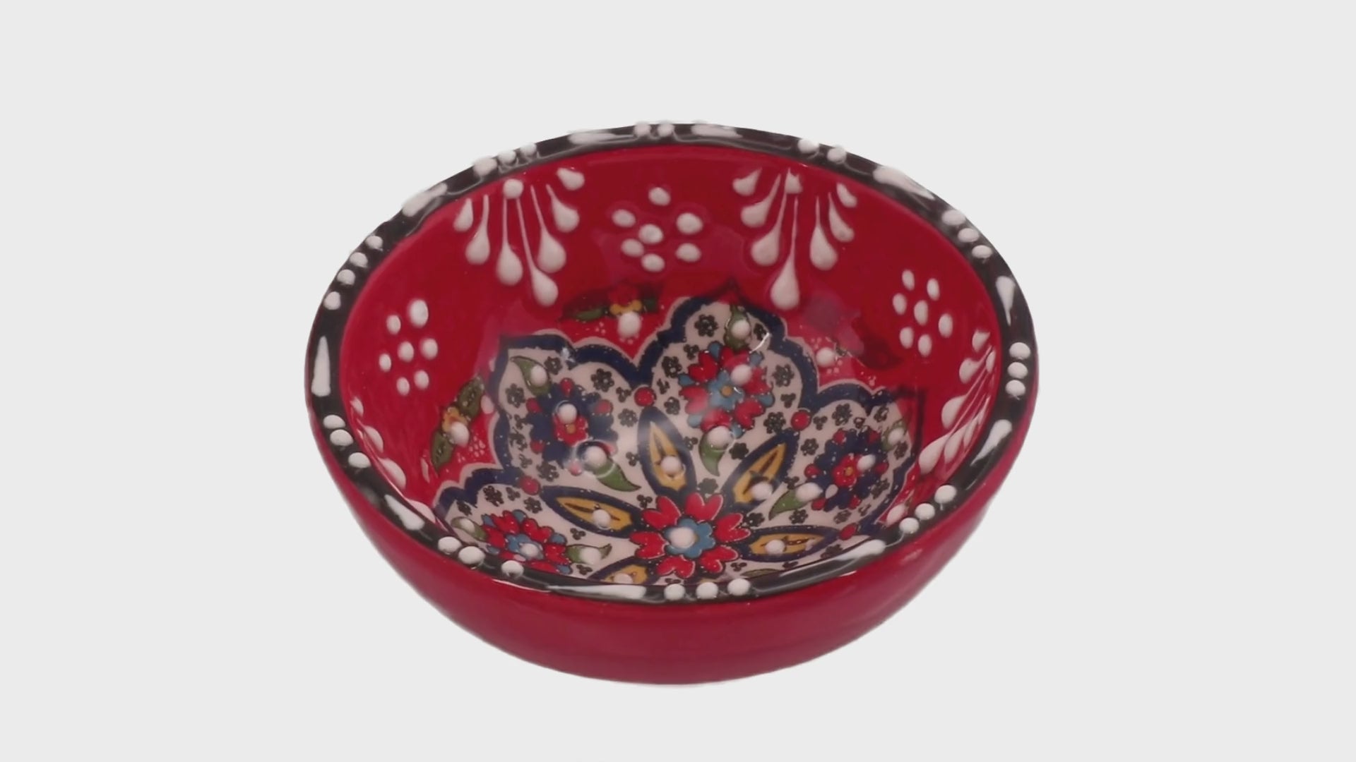 Ceramic Dip Bowl – Rochelle, Red Floral – 8cm