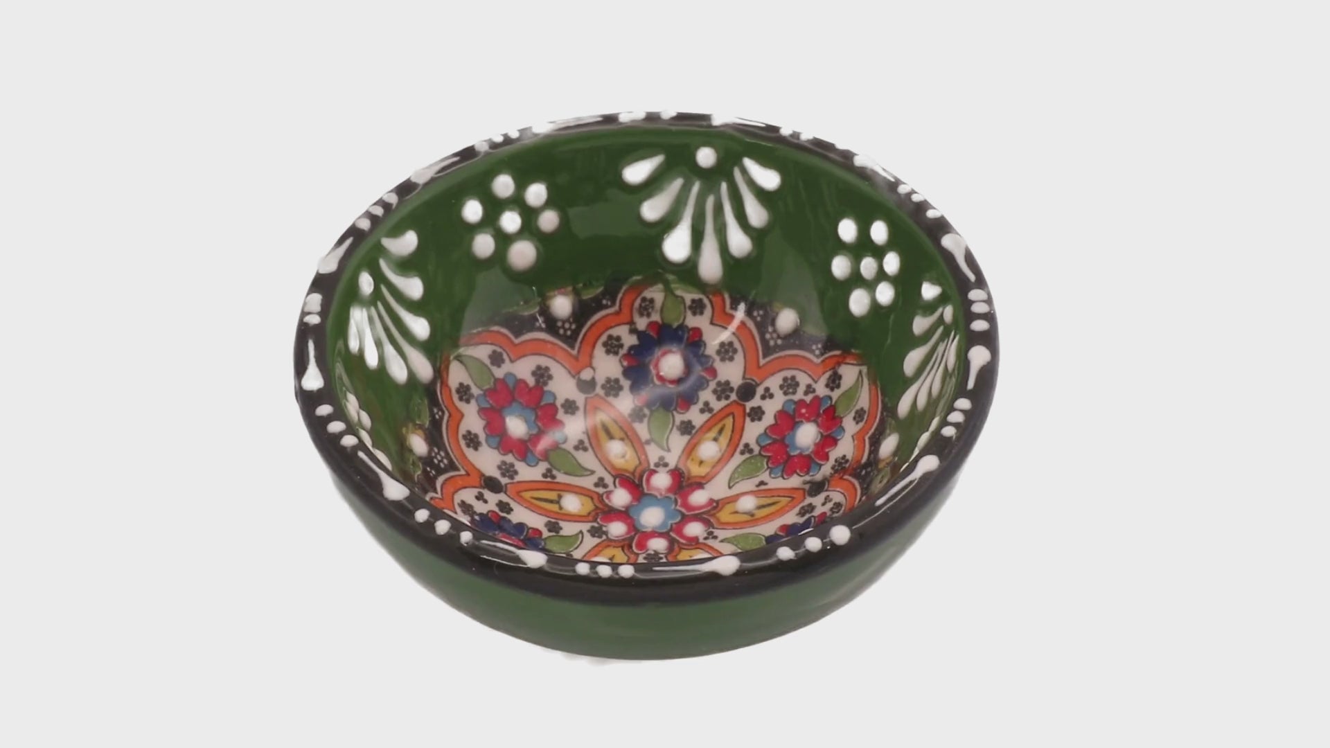 Ceramic Dip Bowl – Rochelle, Green Floral – 8cm