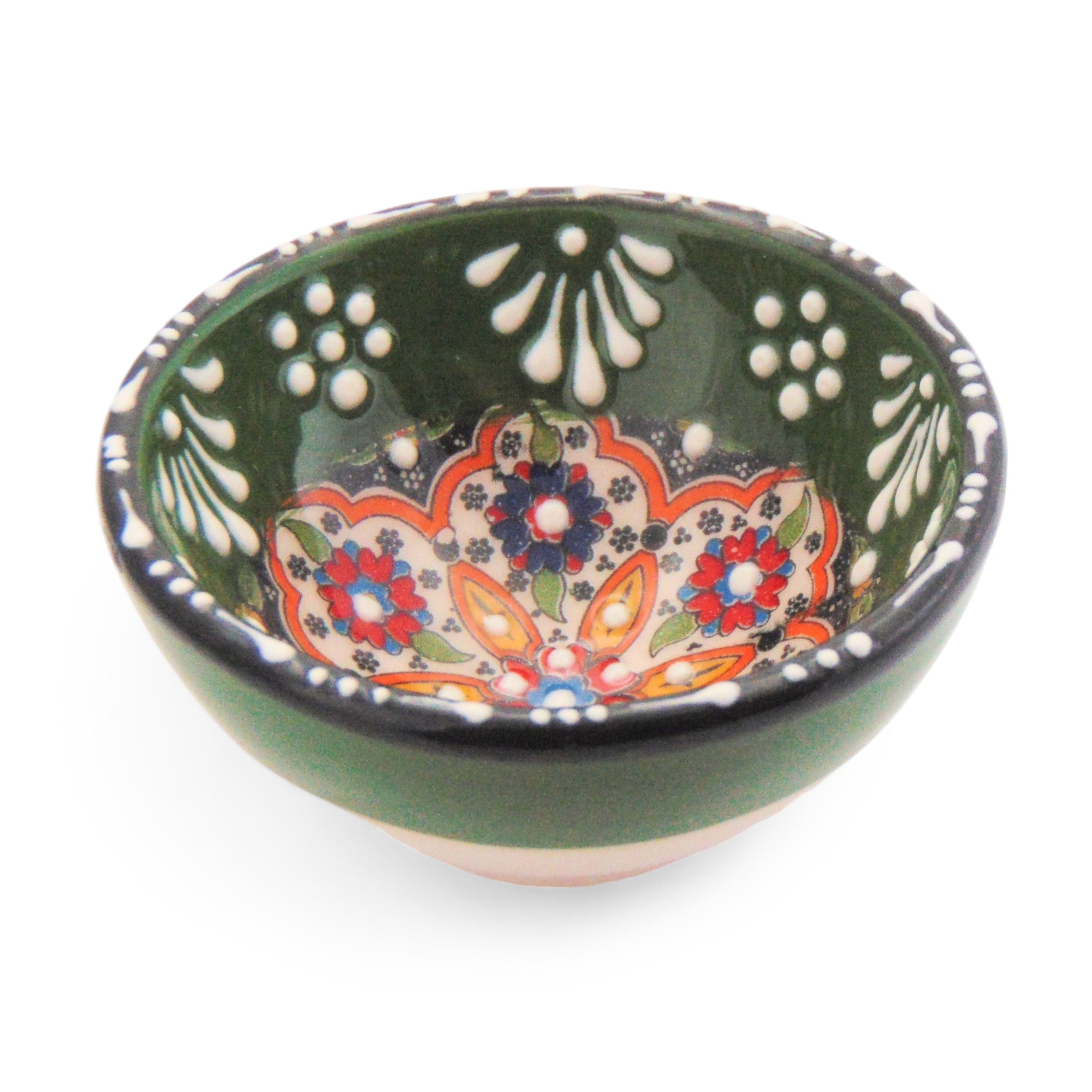 Ceramic Dip Bowl – Rochelle, Green Floral – 8cm