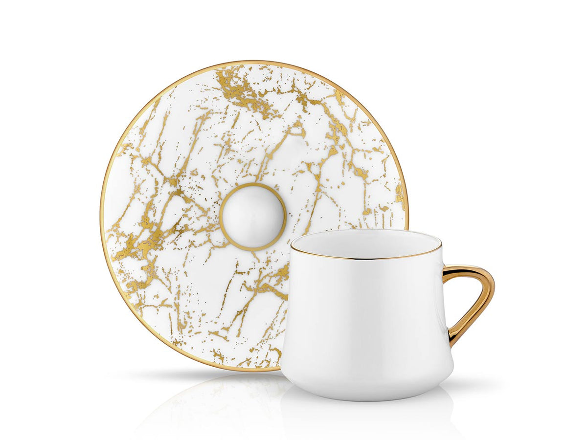 Sufi Cup and Saucer - White Marble - 230 cc-Cups, Saucers & Mugs-K-United