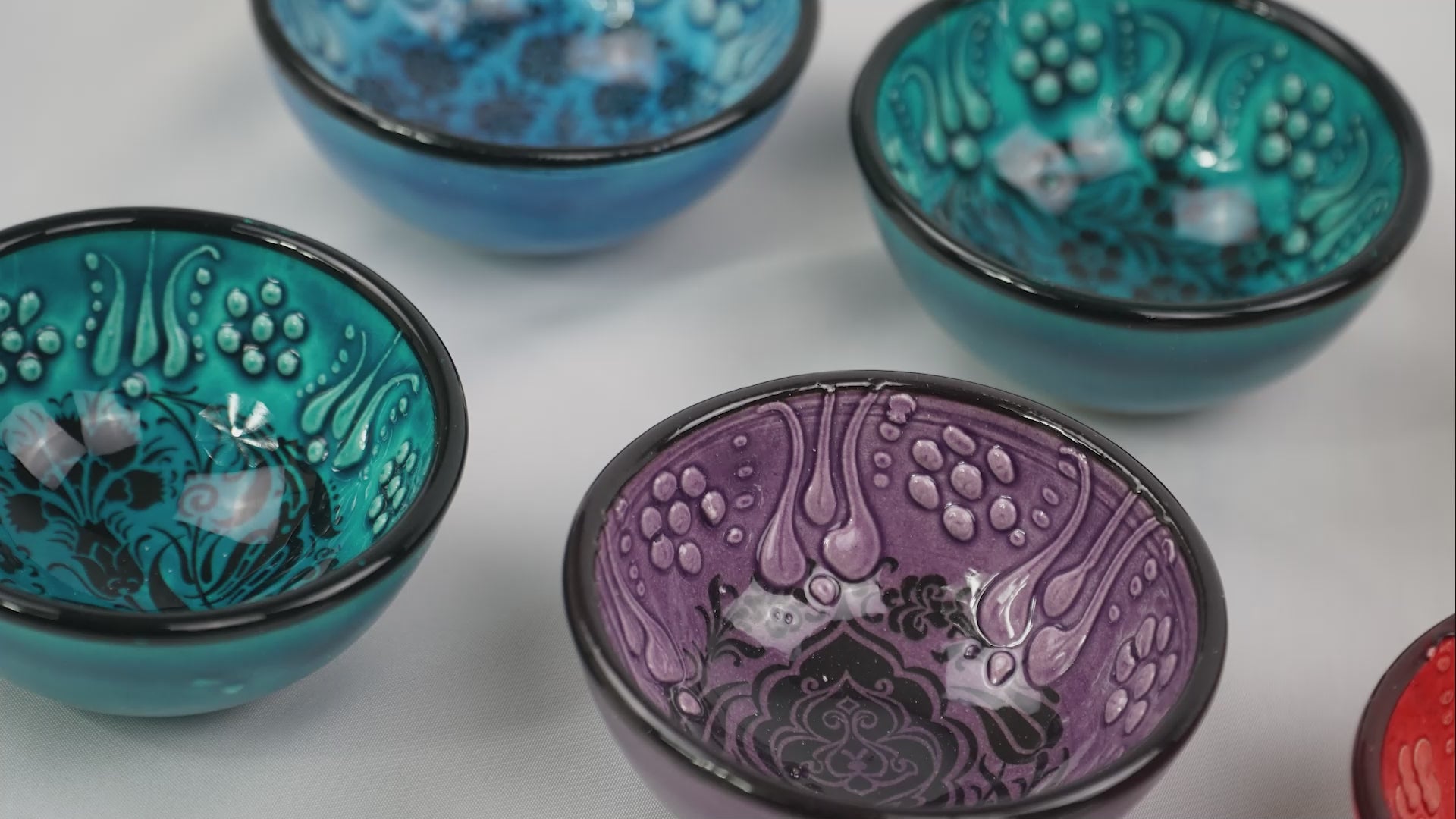 Set of 6 Ceramic Dip Bowls – Iznik, Spring Bloom – 8cm