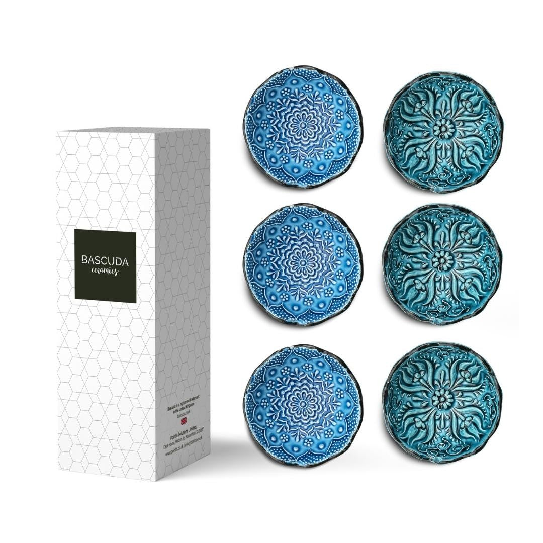 Bascuda Snack Dip Bowls Set of 6 Tapas Dessert Nuts Soy Sauce Dish Dip Olive Ocean 8 cm